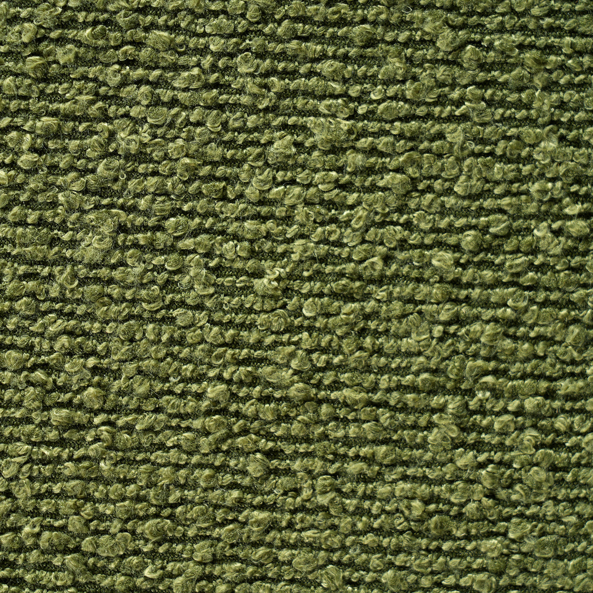 Upholstered Oval Ottoman with Boucle Fabric - Olive Green