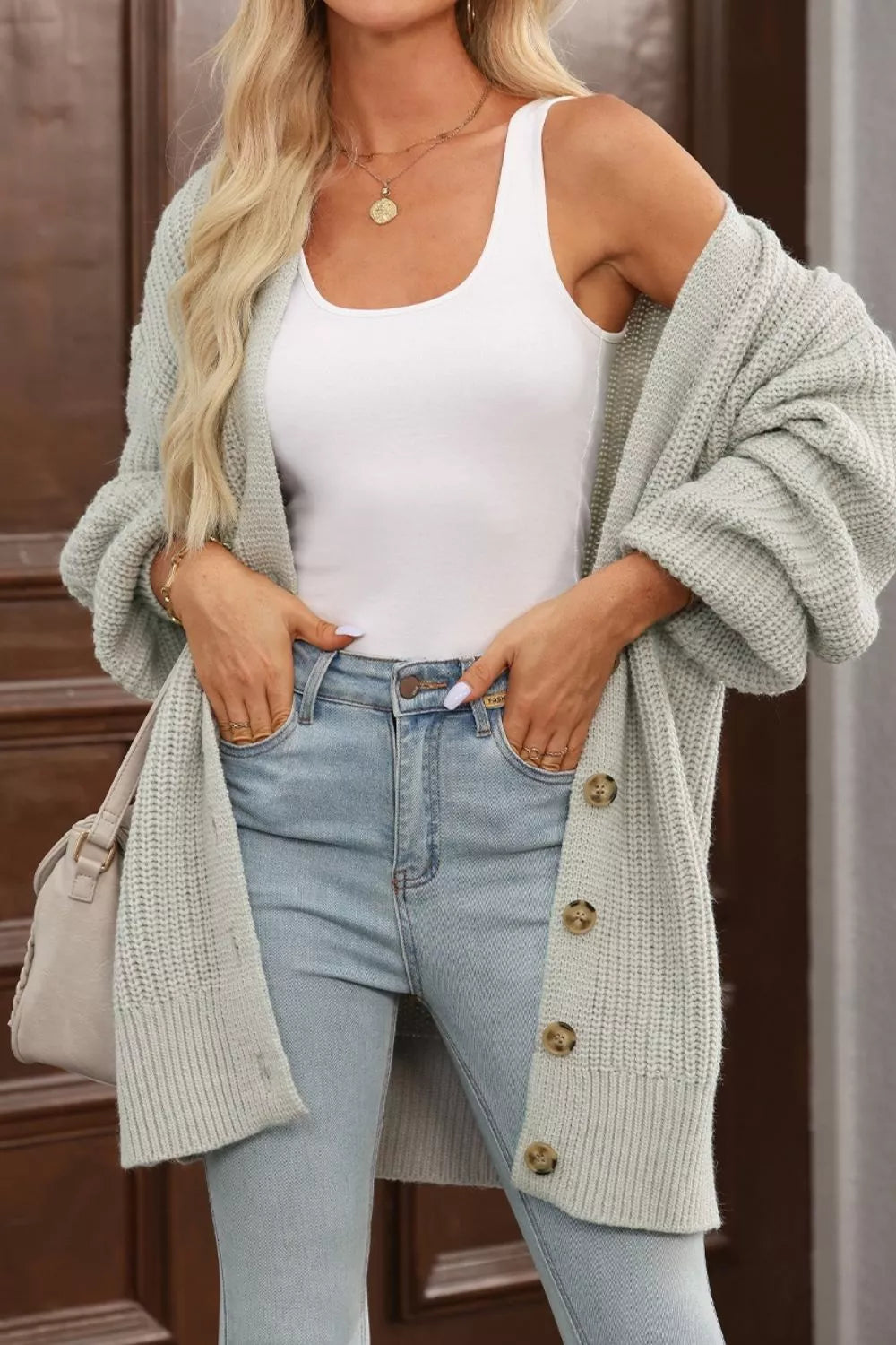 Chunky Knit Button-Down Cardigan
