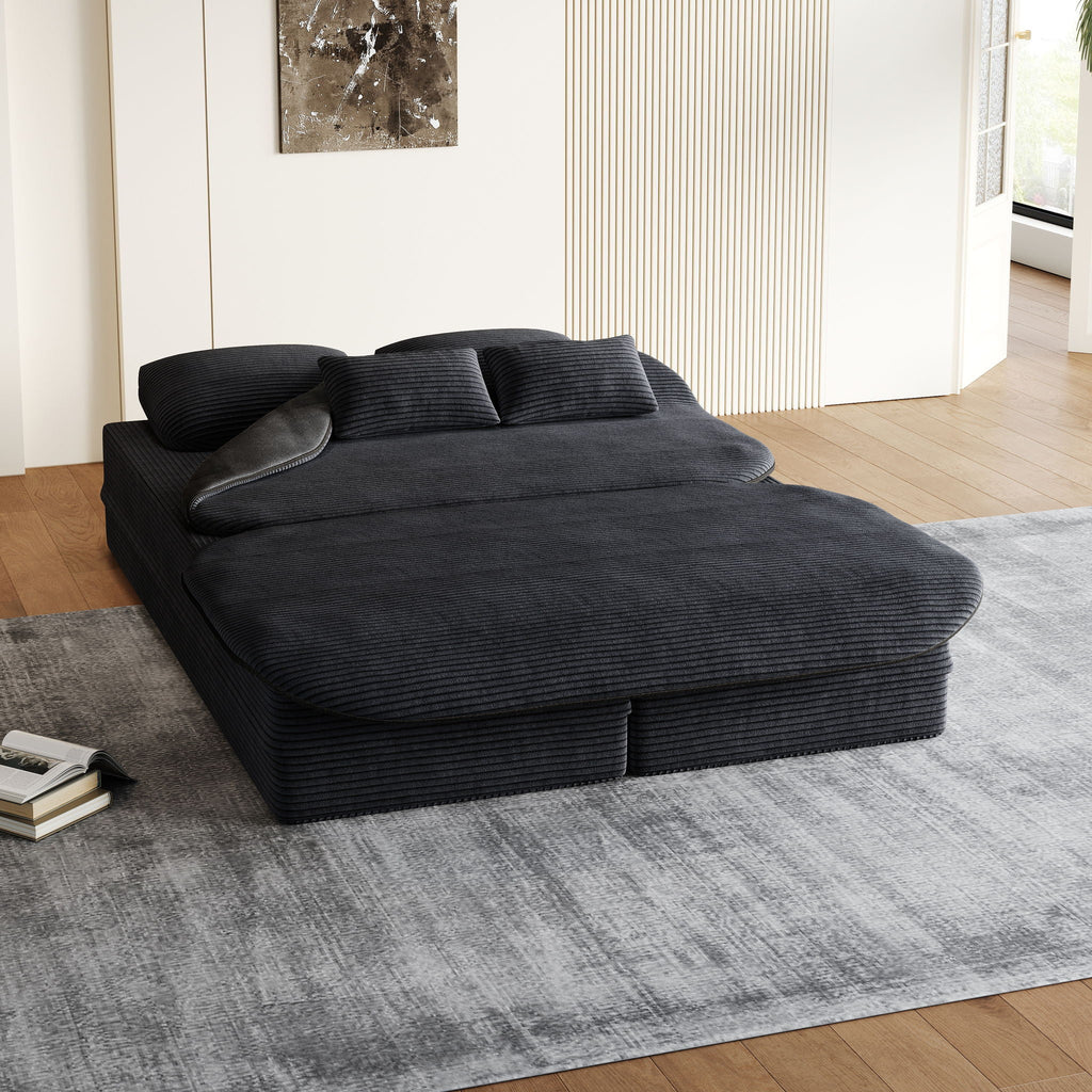 2 In 1 Foldable Sofa Bed with Multi Functional Blanket - Futon Sofa