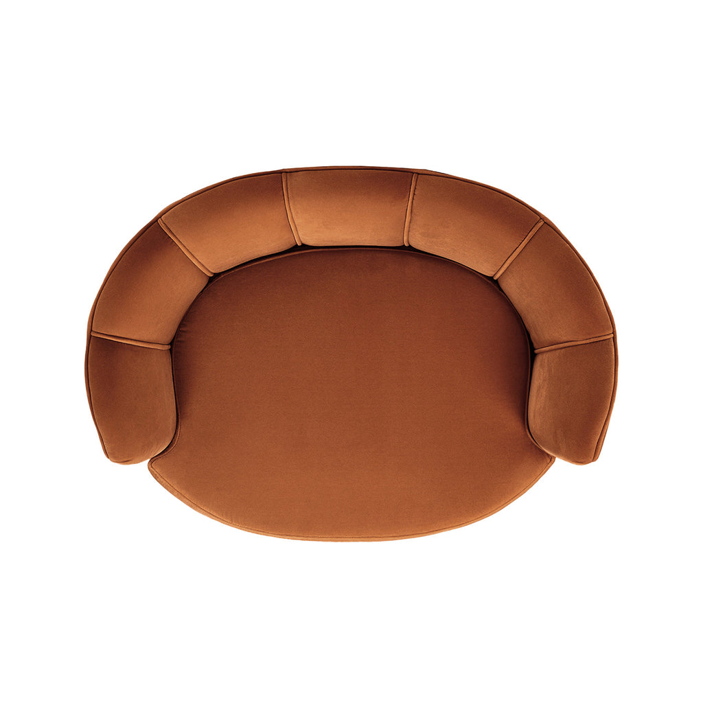 Clara Scalloped Pet Sofa Bed with Velvet Upholstery - Medium, Burnt