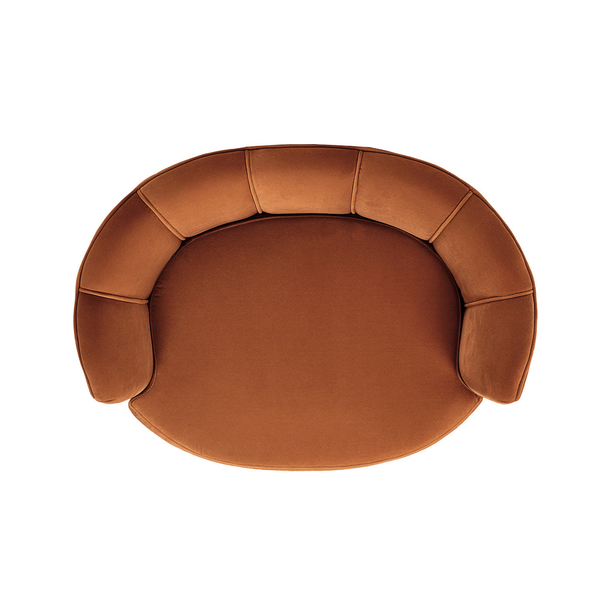 Clara Scalloped Pet Sofa Bed with Velvet Upholstery - Medium, Burnt