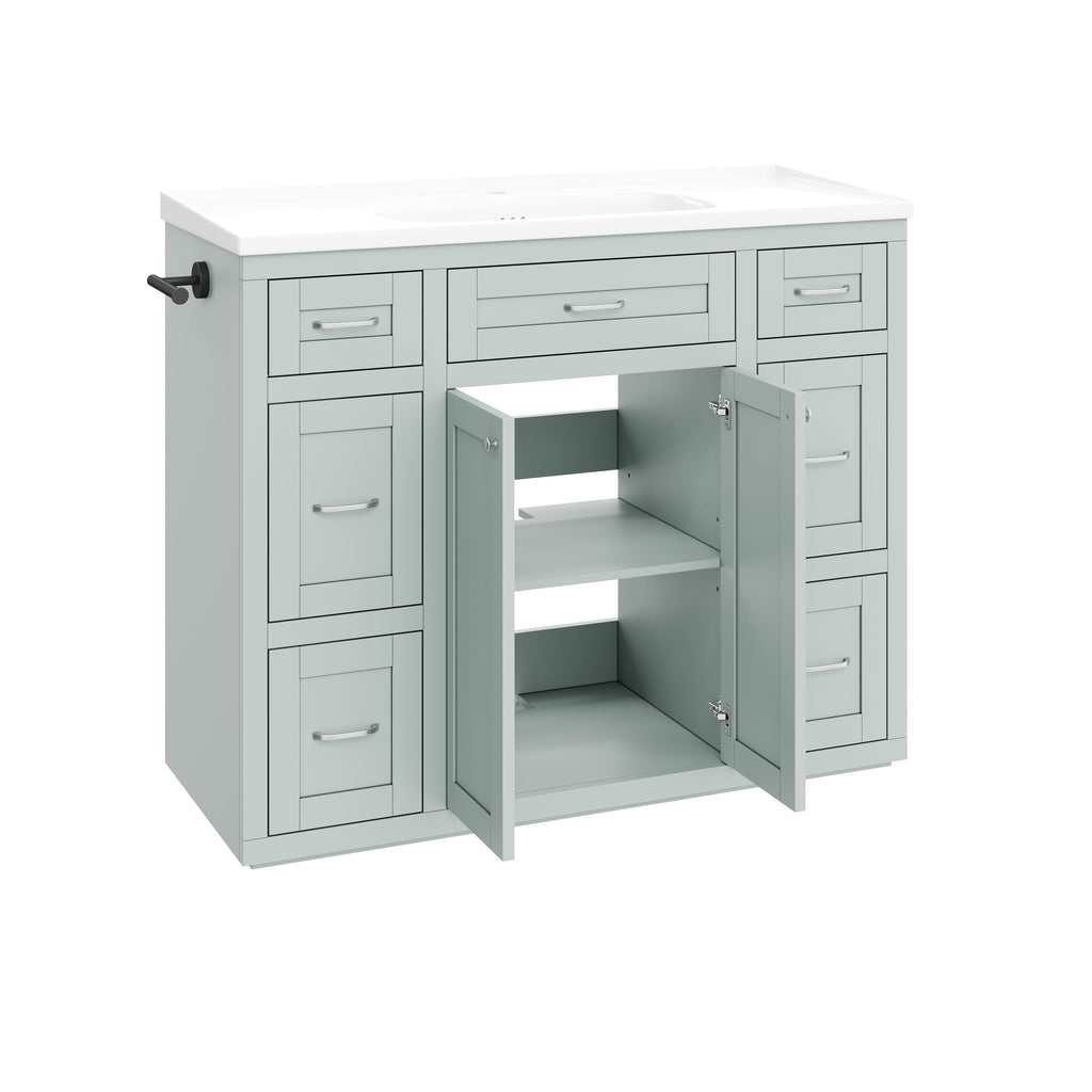 48" Mint Green Bathroom Vanity with Ceramic Sink - Mint Green