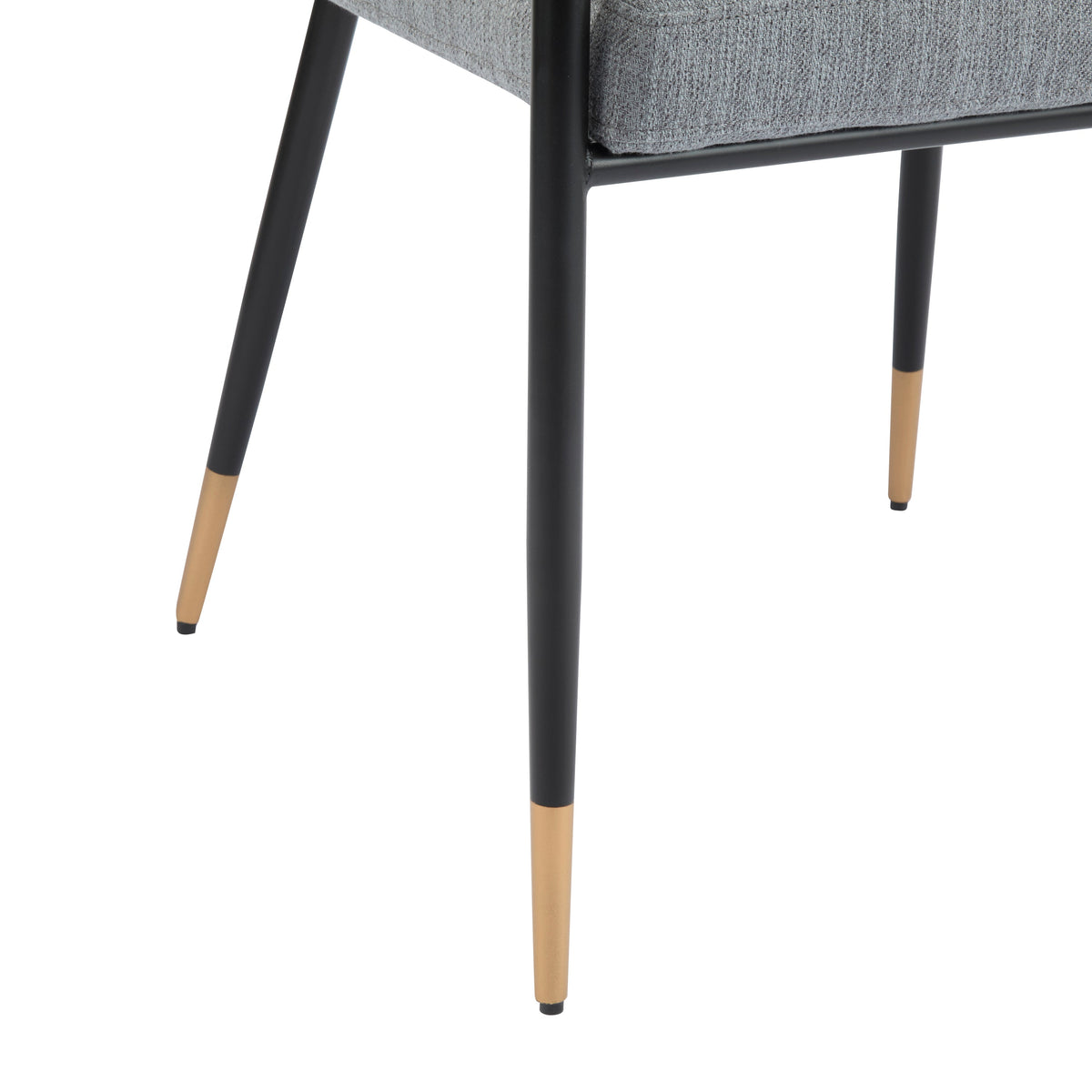 Modern Upholstered Dining Chair Set with Metal Armrests - Black