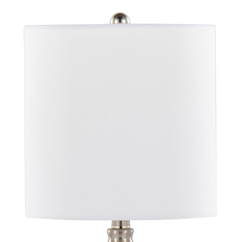 Contemporary Seeded Glass Lamp Set of 2 with Drum Shade - White