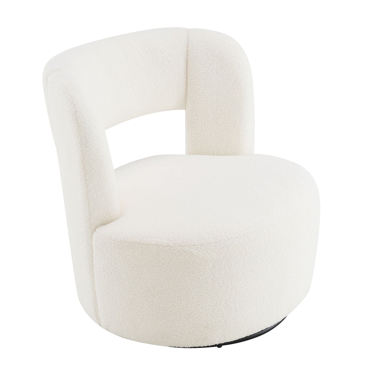 Swivel Barrel Chair with Soft Teddy Fabric - Beige