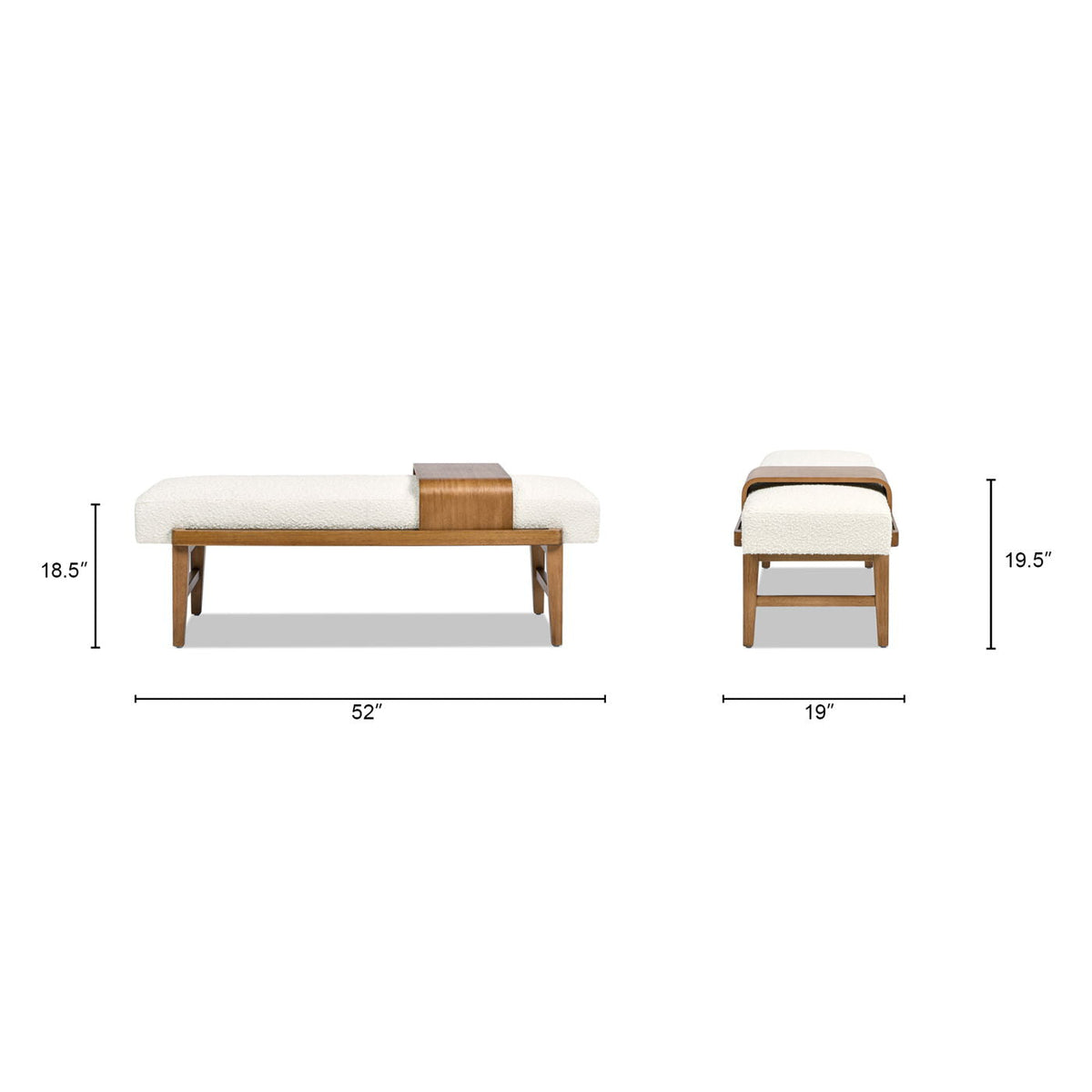 Modern Telephone Bench with Sliding Shelf – Ivory White