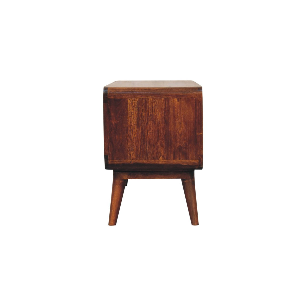 Solid Wood Curved Chestnut Media Unit with Nordic Legs