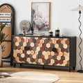 Distressed Storage Cabinet with Honeycomb Pattern - Engineered Wood