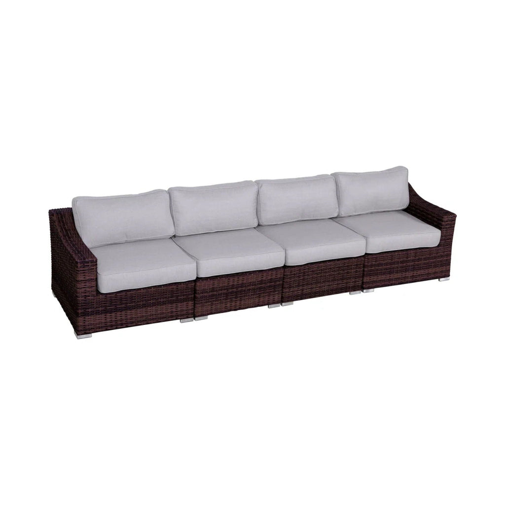 Outdoor Rattan Wicker Sectional Seating Group with Cushions – Gray or Dark Brown