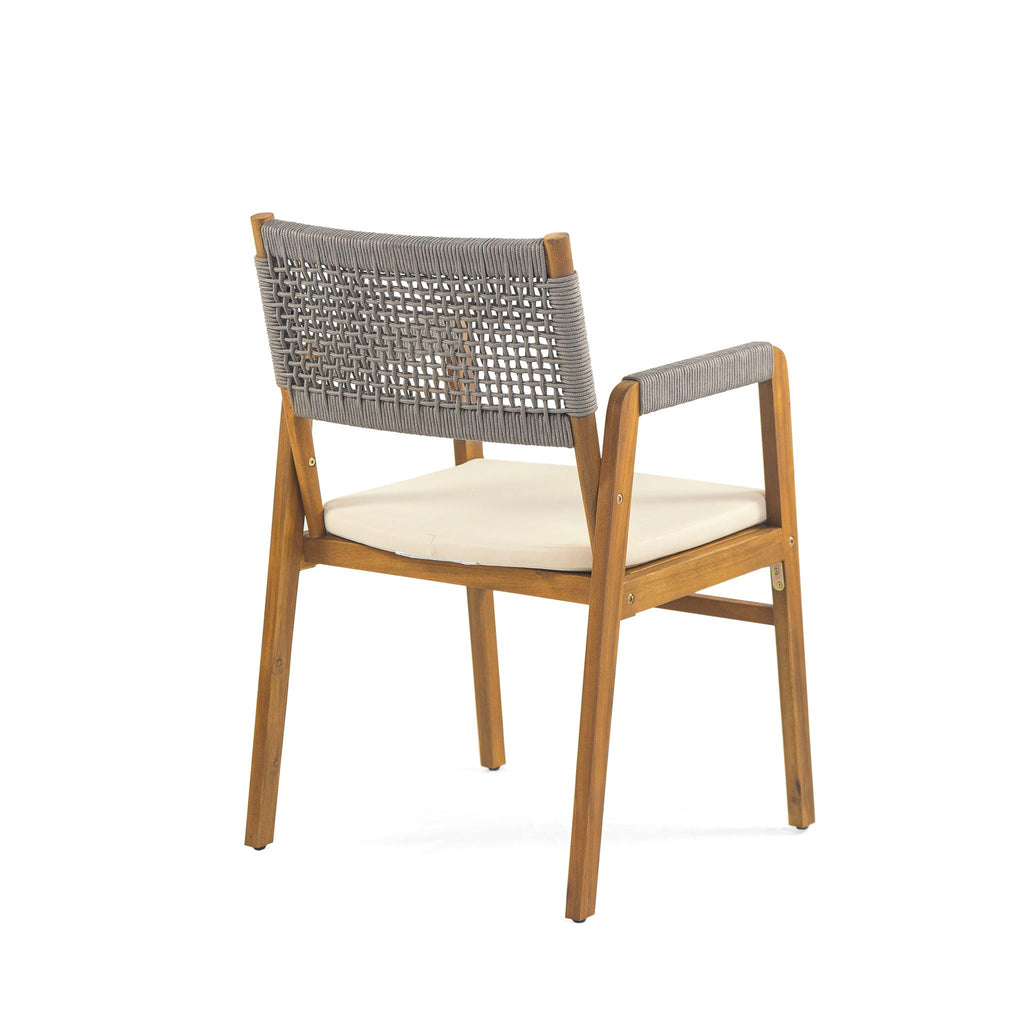Outdoor 7 Piece Dining Set with Rope Woven Armchairs - Gray or Black