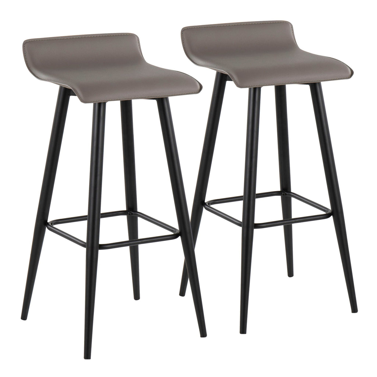 Contemporary Fixed Height Bar Stool Set with Metal Base - Pearl Silver or White