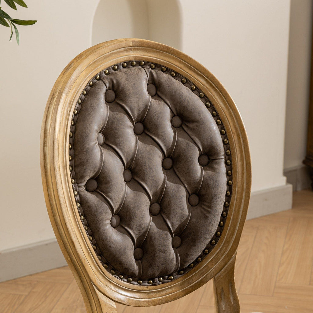 French Style Solid Wood Dining Chair with Nailhead Trim - Multiple Colors