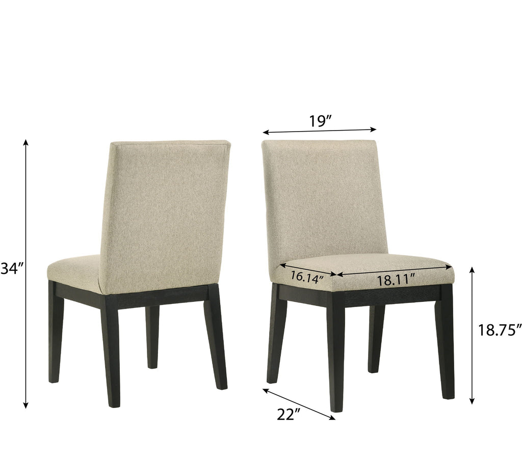 Contemporary Solid Wood Dining Chairs with Plush Upholstery - Beige (Set of 2)