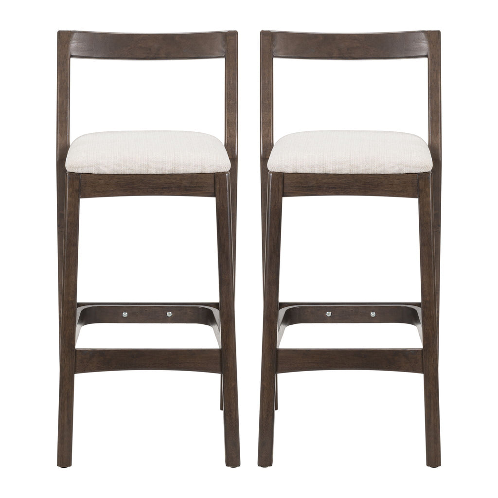 Jasper Indoor Barstool Set of 2 with Durable Rubberwood Seating - Dark Brown or Light Brown