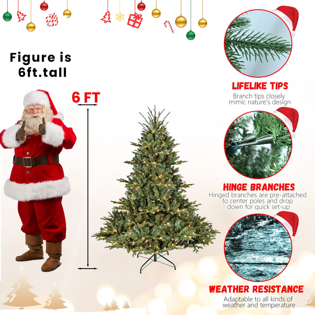 7FT Full-Shape Christmas Tree with 750 UL Lights and Metal Stand