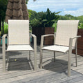 Metal Outdoor Patio Chairs Set of 2 with Stackable Design - Black