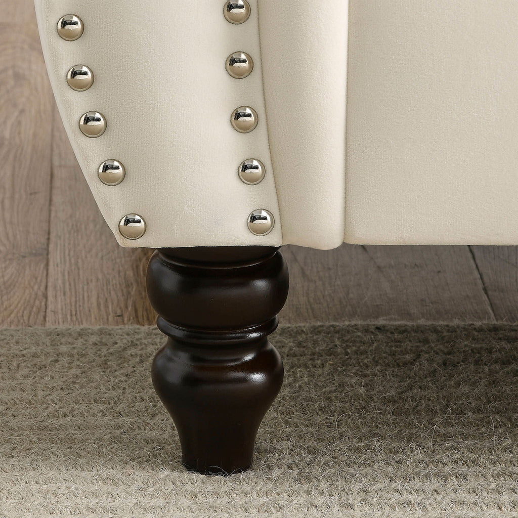 Chesterfield Sofa with Rolled Arms and Nailhead Trim – Solid Wood Frame