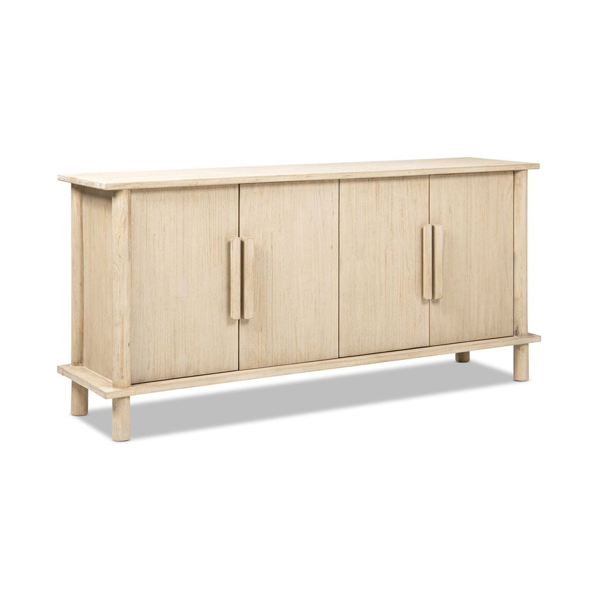 Natural Reclaimed Wood 4 Door Sideboard with Streamlined Storage - Natural