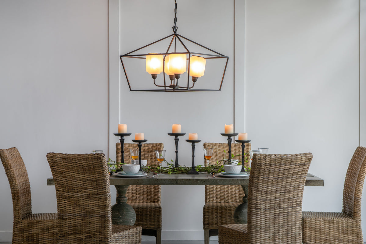26" Iron Chandelier with Sleek Industrial Style - Black/White