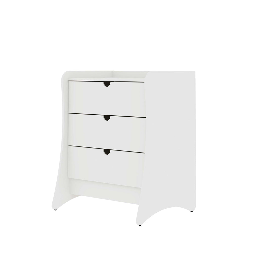 Nightstand with 3 Drawers and Quiet Glide - White or Dark Gray