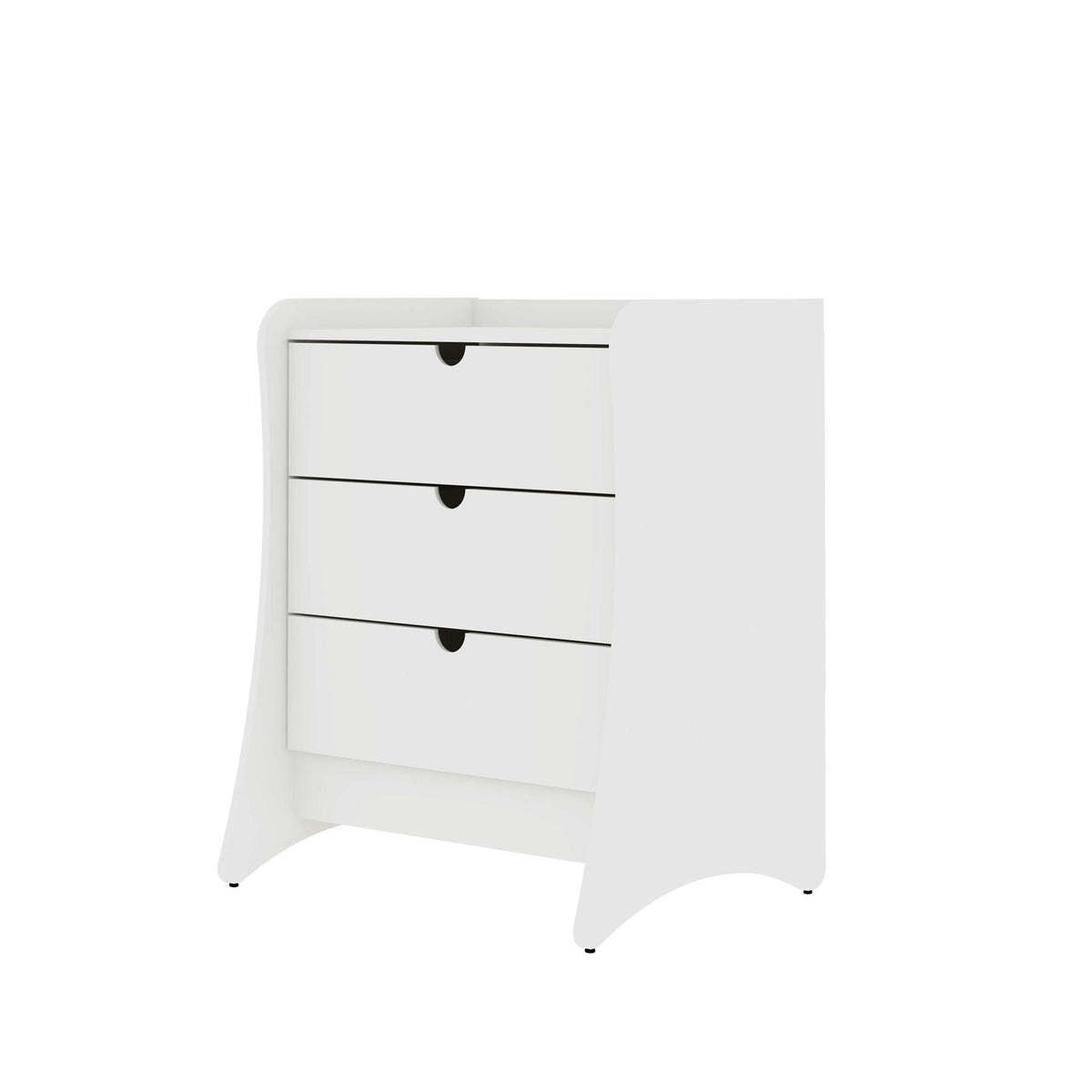 Nightstand with 3 Drawers and Quiet Glide - White or Dark Gray
