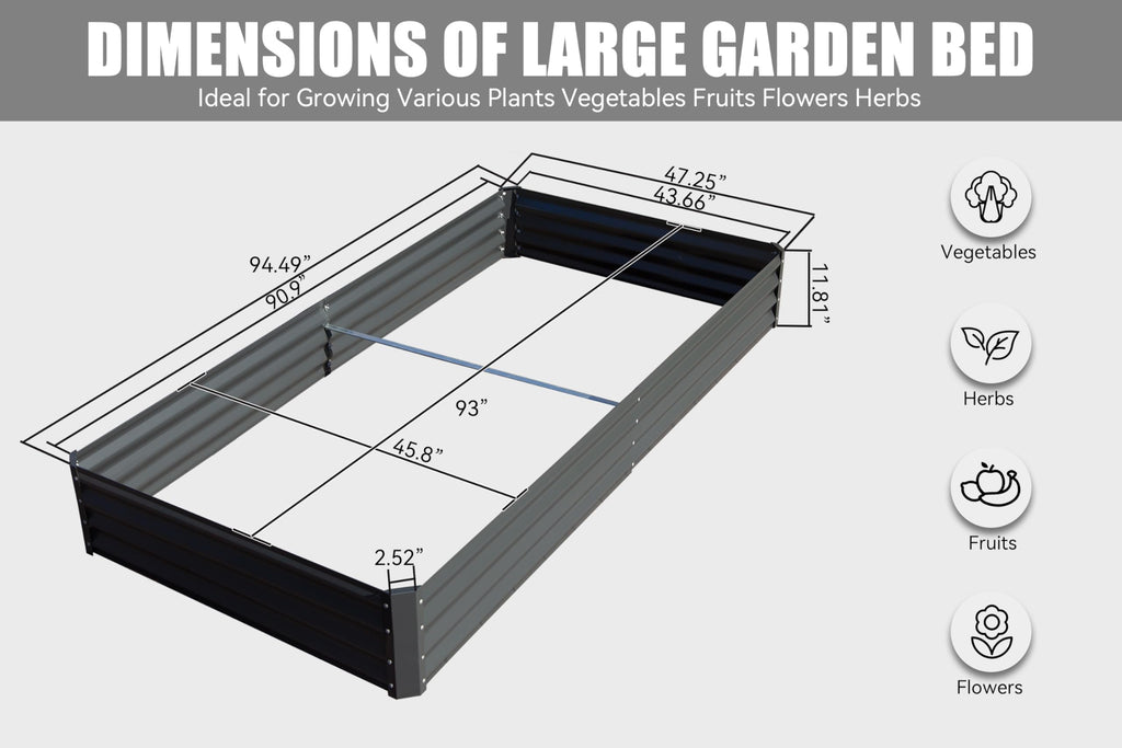Galvanized Raised Garden Bed with Durable Steel Construction – Gray, Green, or Silver