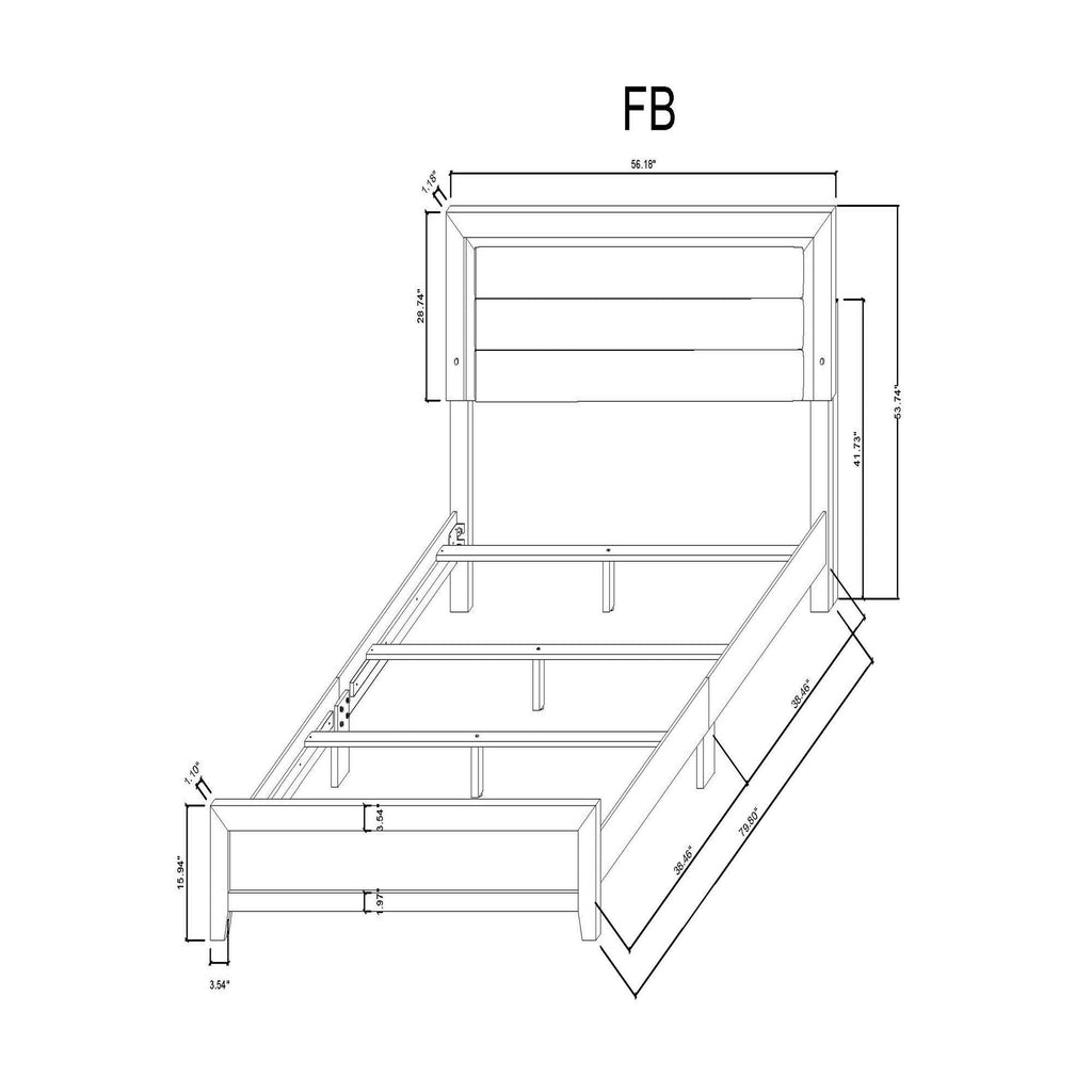 White Platform Bed with LED Accent Lighting - Upholstered Headboard