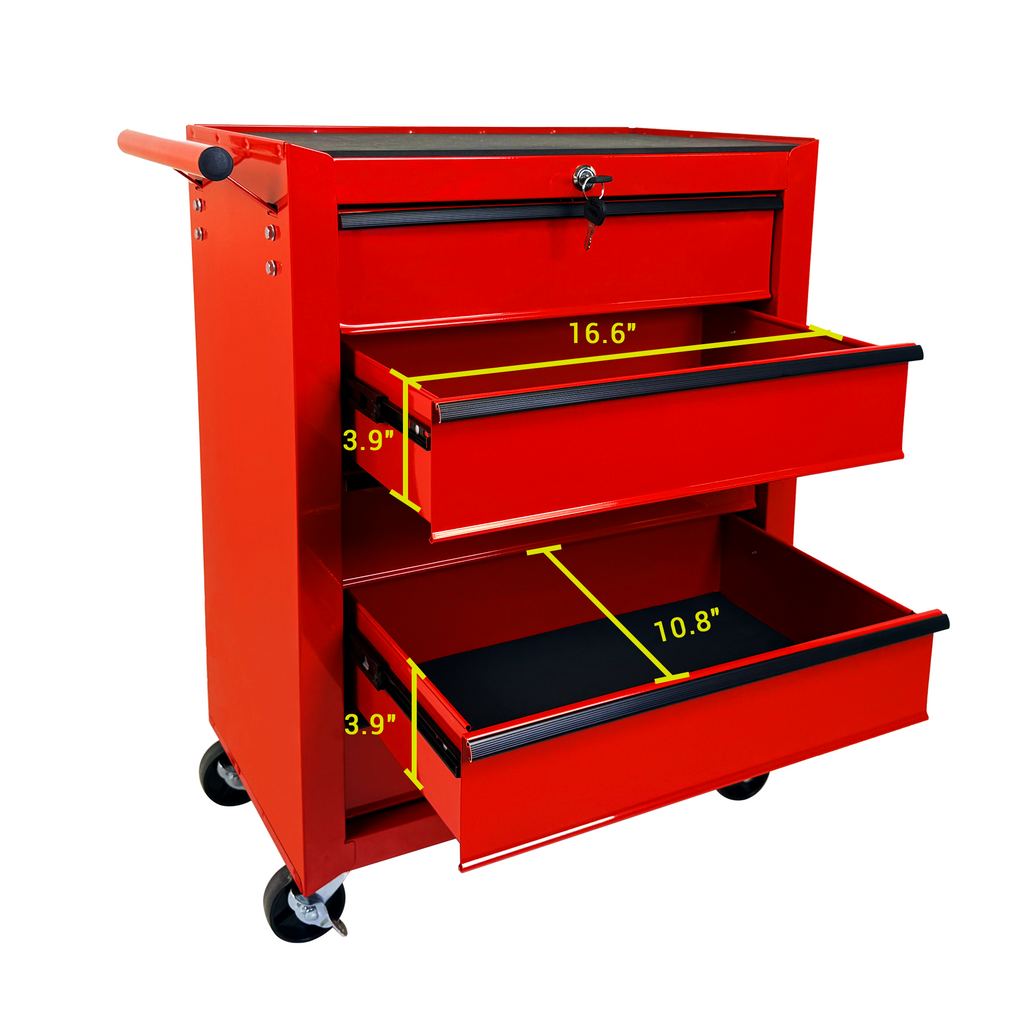 Rolling Metal Tool Chest with 5 Drawers - Red