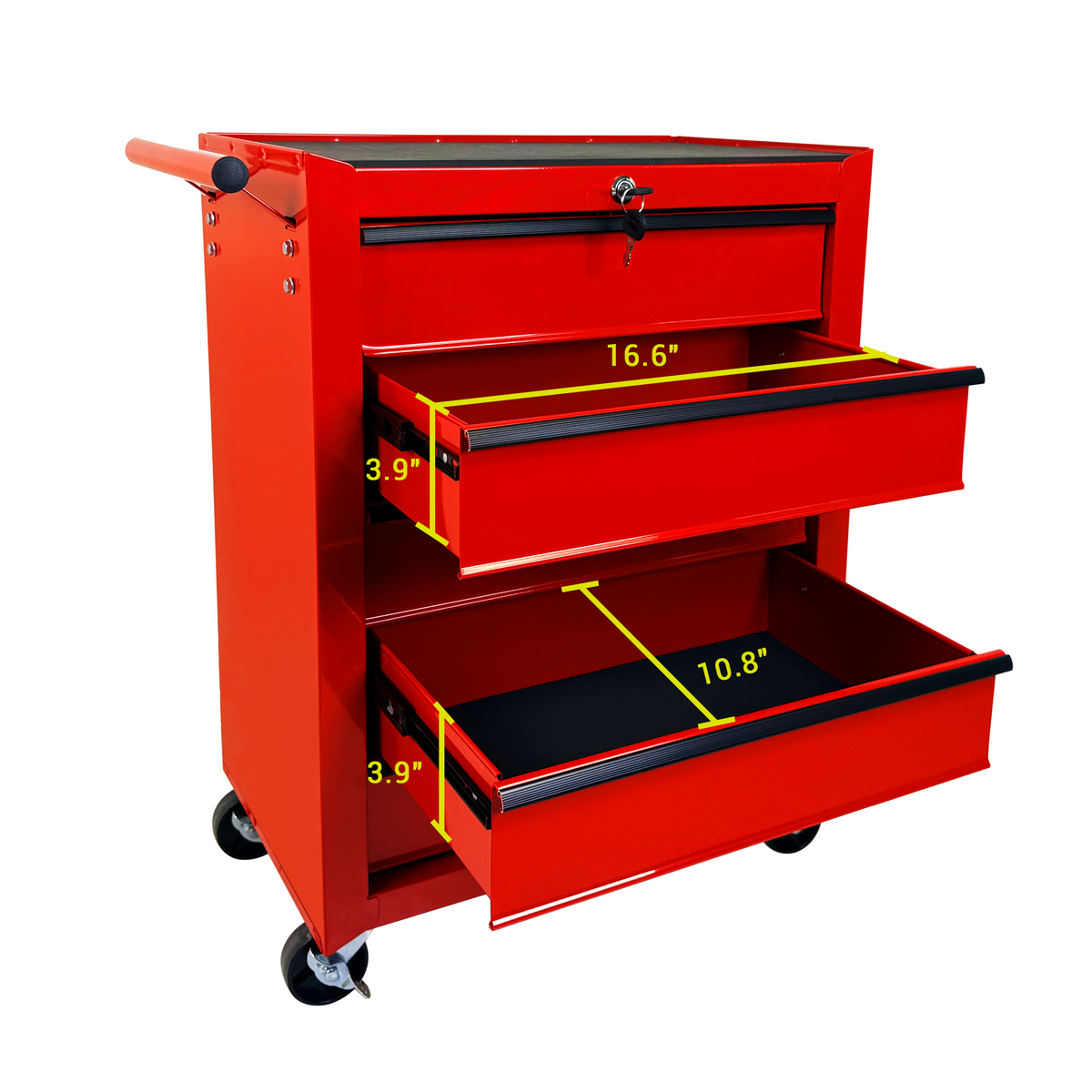 Rolling Metal Tool Chest with 5 Drawers - Red