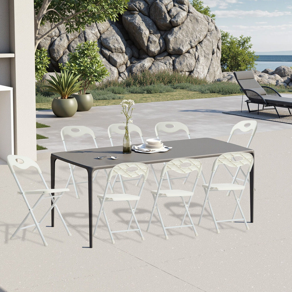 White Folding Chair Set with Waterproof Finish and Stackable Design - Set of 4