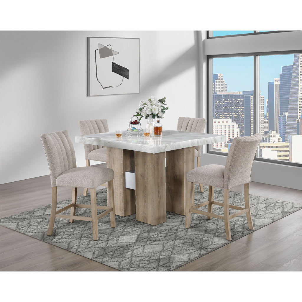 Mikha Bar Table with Extra Thick Top - Black, White, or Light Brown