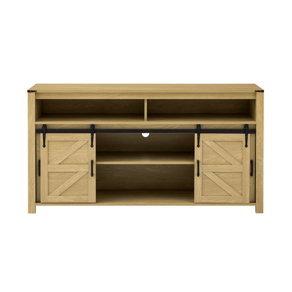 59.3'' Sideboard with Sliding Barn Door & Mesh Panels - Brown