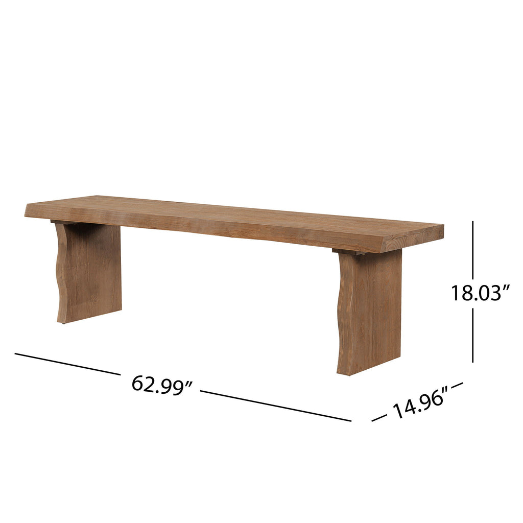 Pine Indoor Dining Bench Fits 3 People with Sturdy Construction - Natural Finish