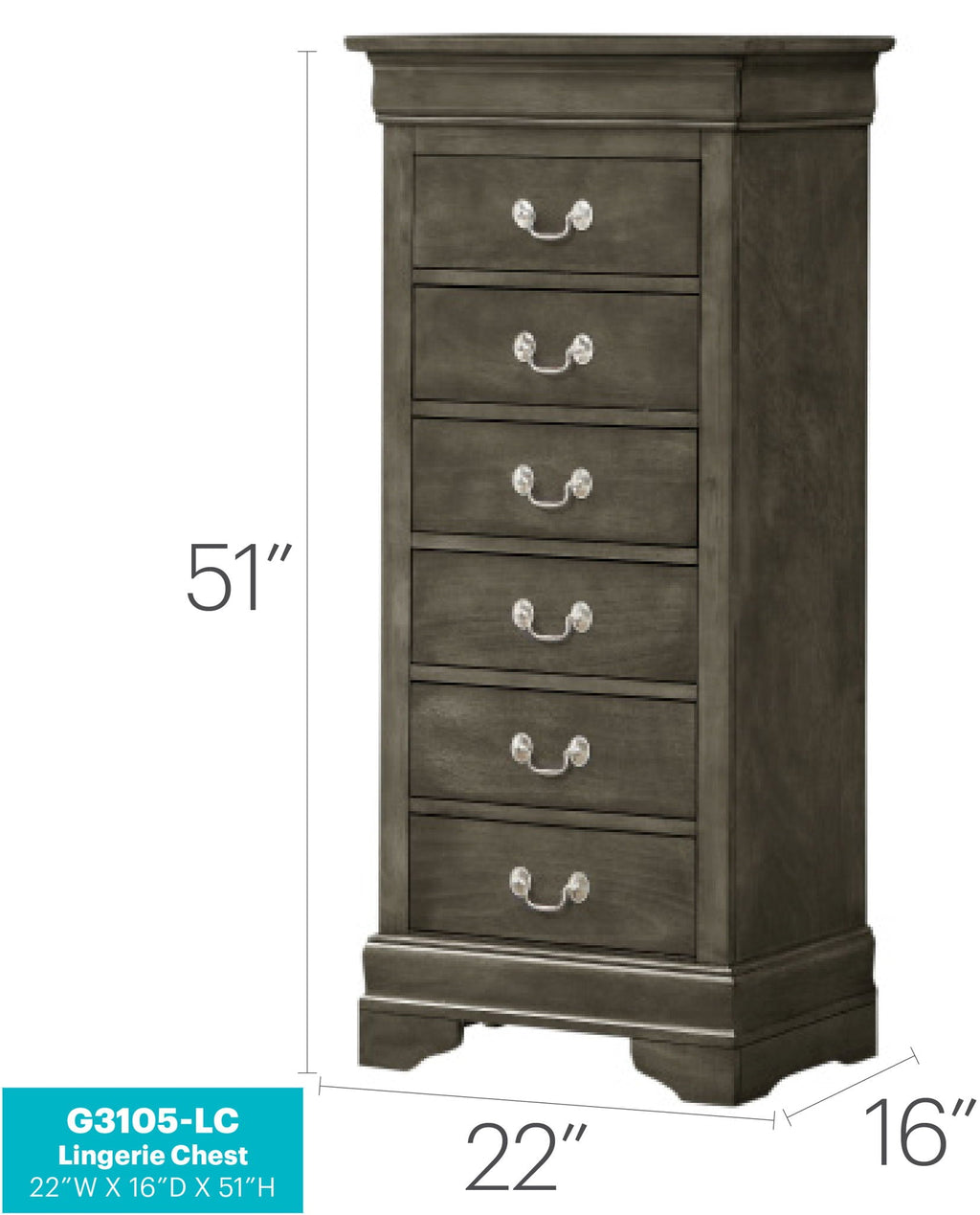 Traditional Style Lingerie Chest with Carved Base - Multiple Colors