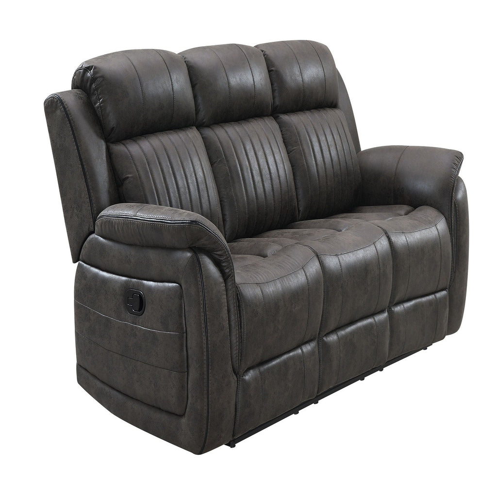 Gray Reclining Sofa with Plush Cushions - 100% Polyester Fabric
