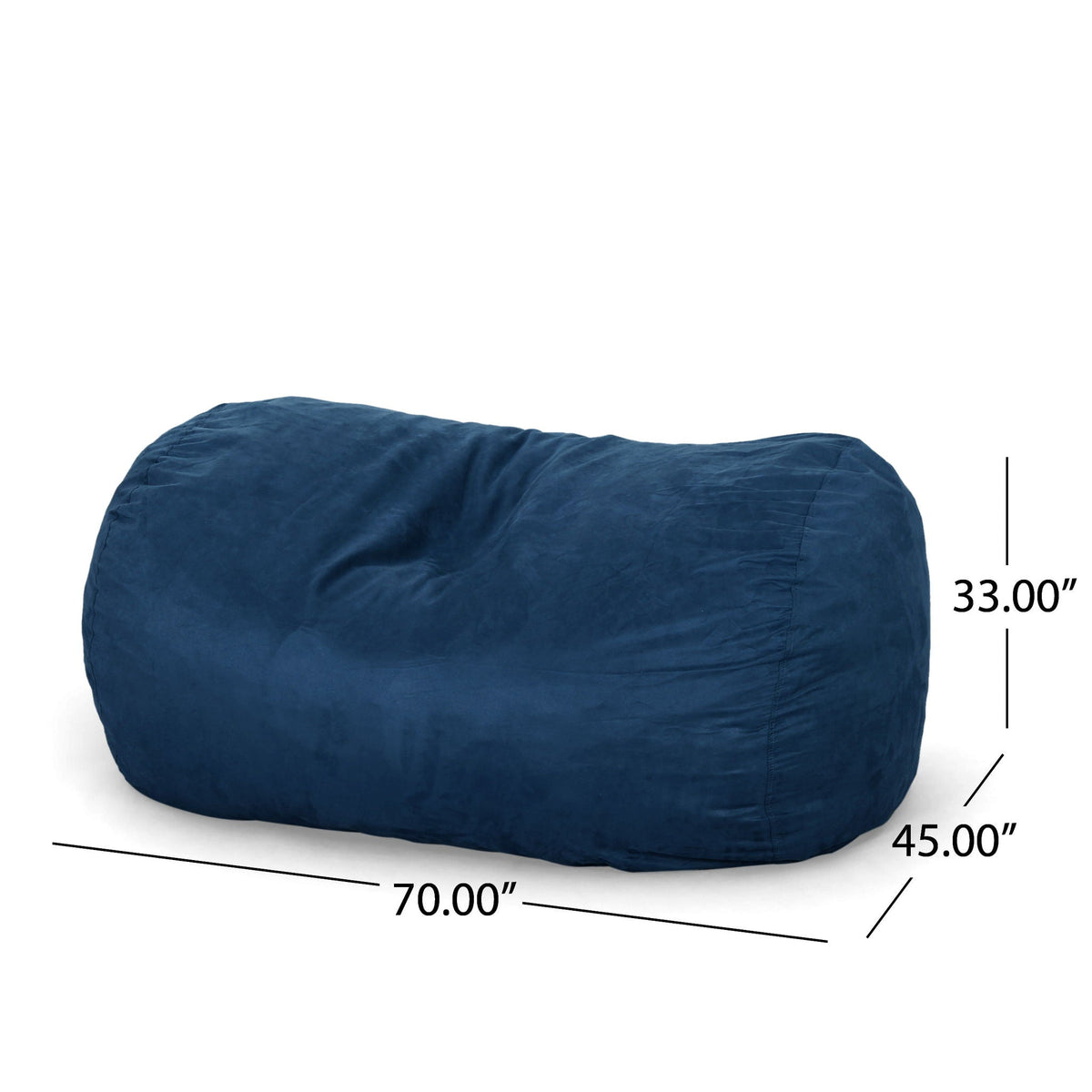 6.5 Foot Cylindrical Bean Bag with Removable Suede Cover - Midnight Blue