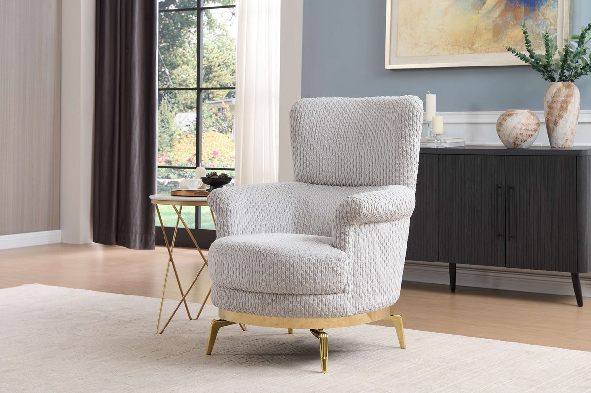 Zoe Modern Style 3PC Sofa Set with Plush Chenille Upholstery - Gray or Cream