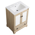 Brown Bathroom Vanity with Ceramic Basin, 1 Drawer Free Standing Storage