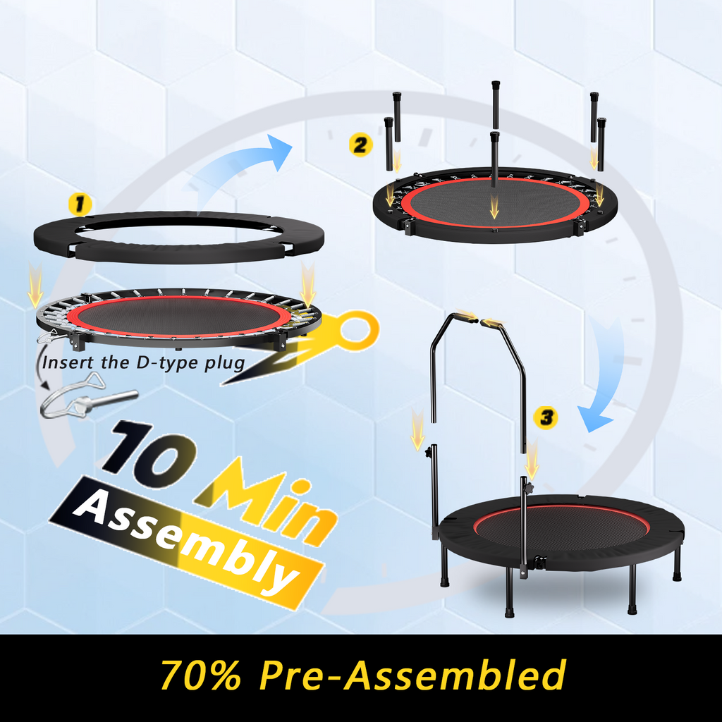 40 Inch Foldable Trampoline with Adjustable Handle - Standard Spring