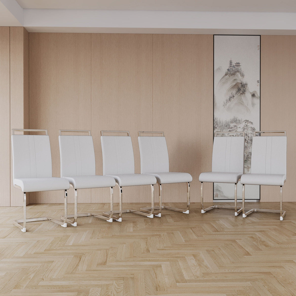 Modern Dining Chairs with Padded Seat and High Back - Black, White, or Dark Gray