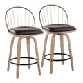 Farmhouse Fixed Height Counter Stool Set with Removable Cushion - White Washed