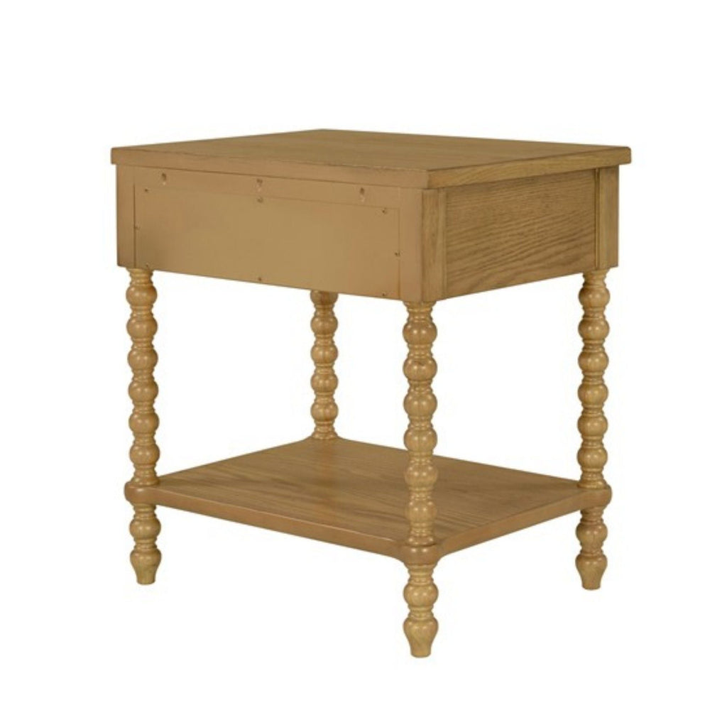 Traditional Durable Nightstand Table With Drawer And Shelf