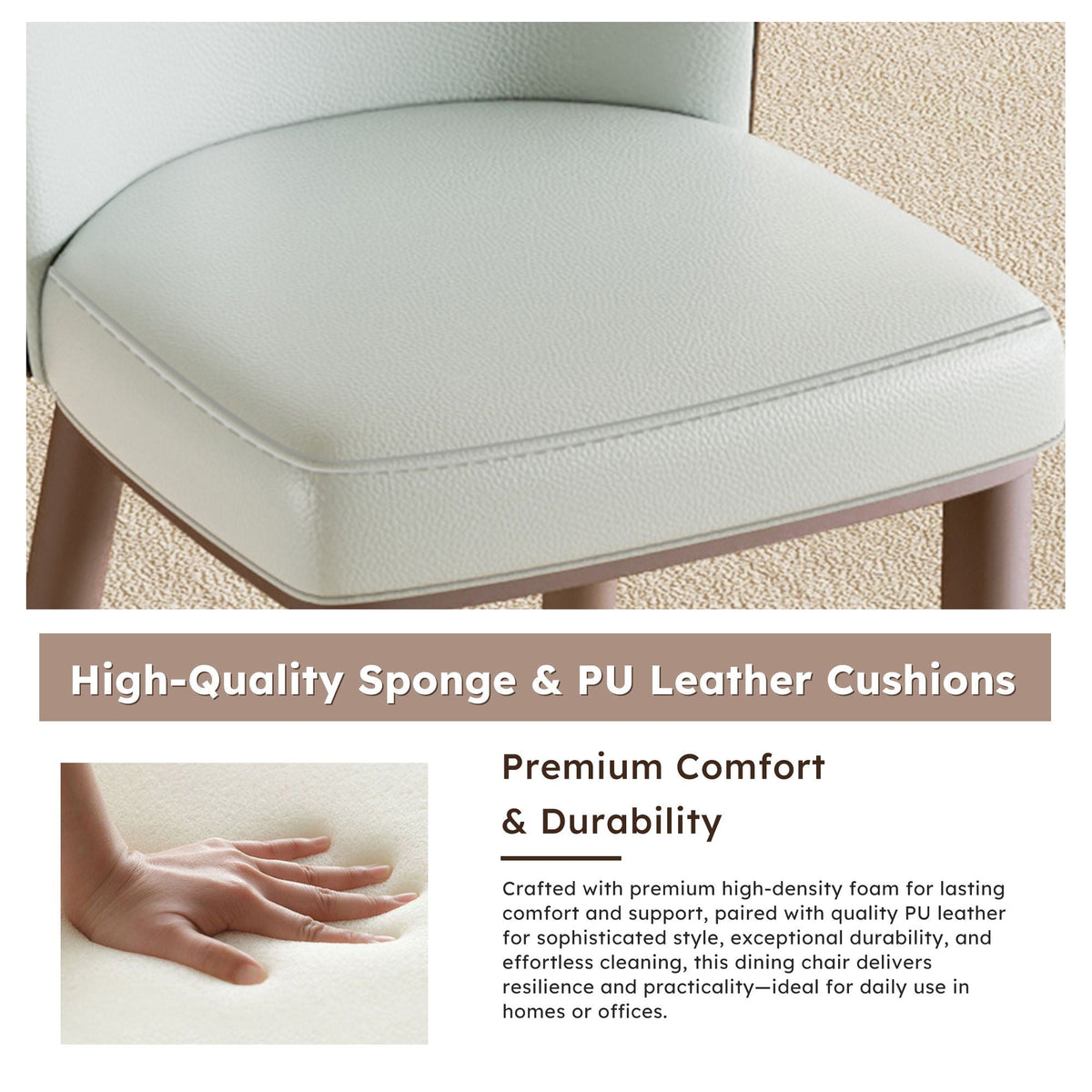 White Dining Chair Set with Carbon Steel Legs and Comfortable Seating