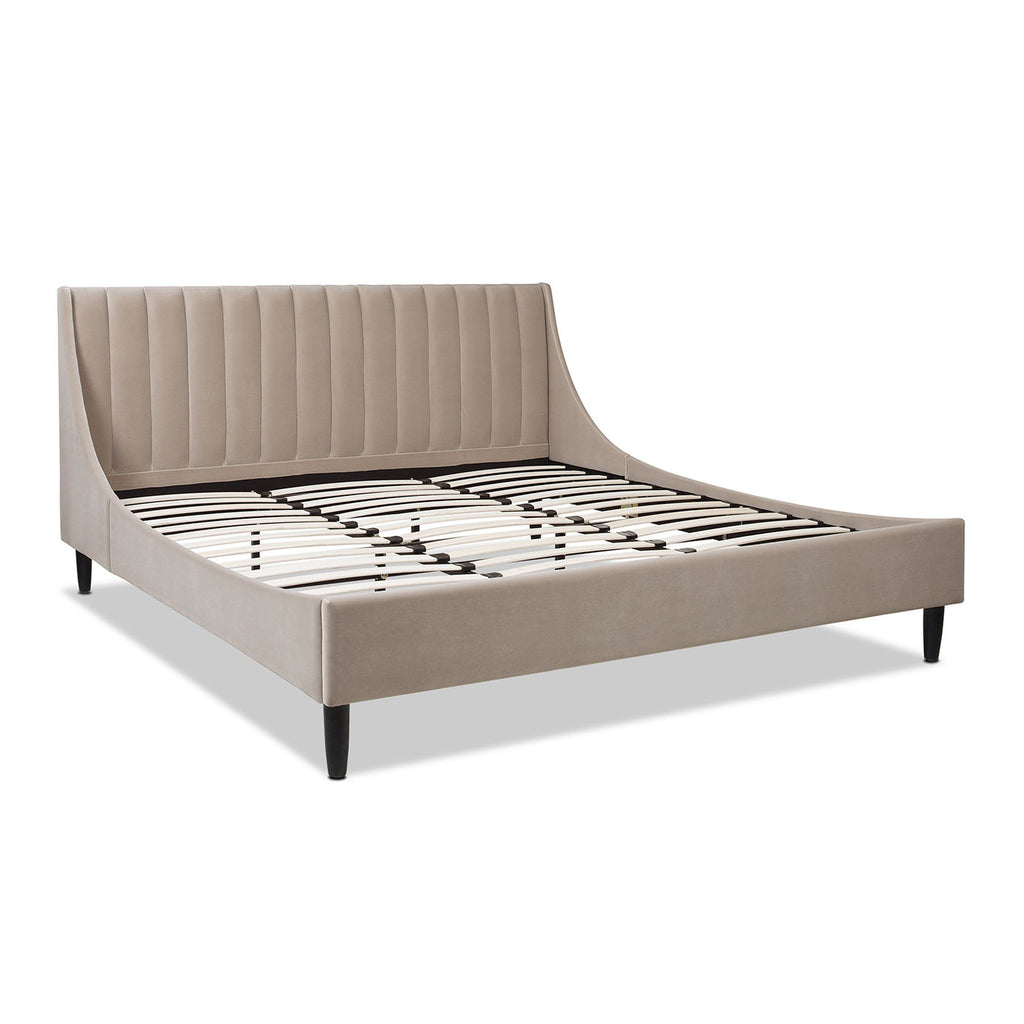 Vertical Tufted Modern Headboard Platform Bed Set with Upholstered Finish - Multiple Colors