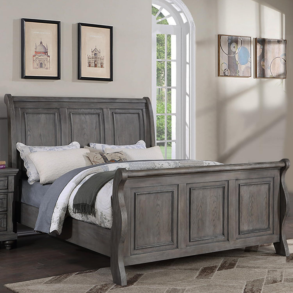 Panel 3 Piece Bedroom Set with Nightstands - Dark Gray or Dark Brown