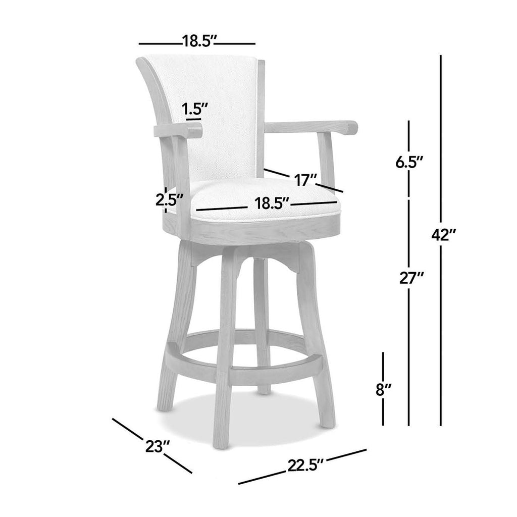 Swivel Counter Height Bar Stool with High Backrest and Solid Hardwood - Multiple Colors