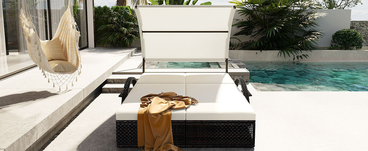 Outdoor Steel Frame Sun Lounger with Adjustable Backrest - Available in Beige, Blue, or Gray