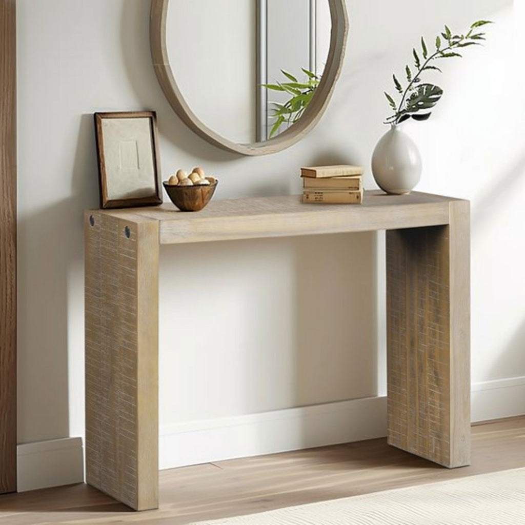Modern Design Console Table with Solid Wood Construction - Light or Dark Brown