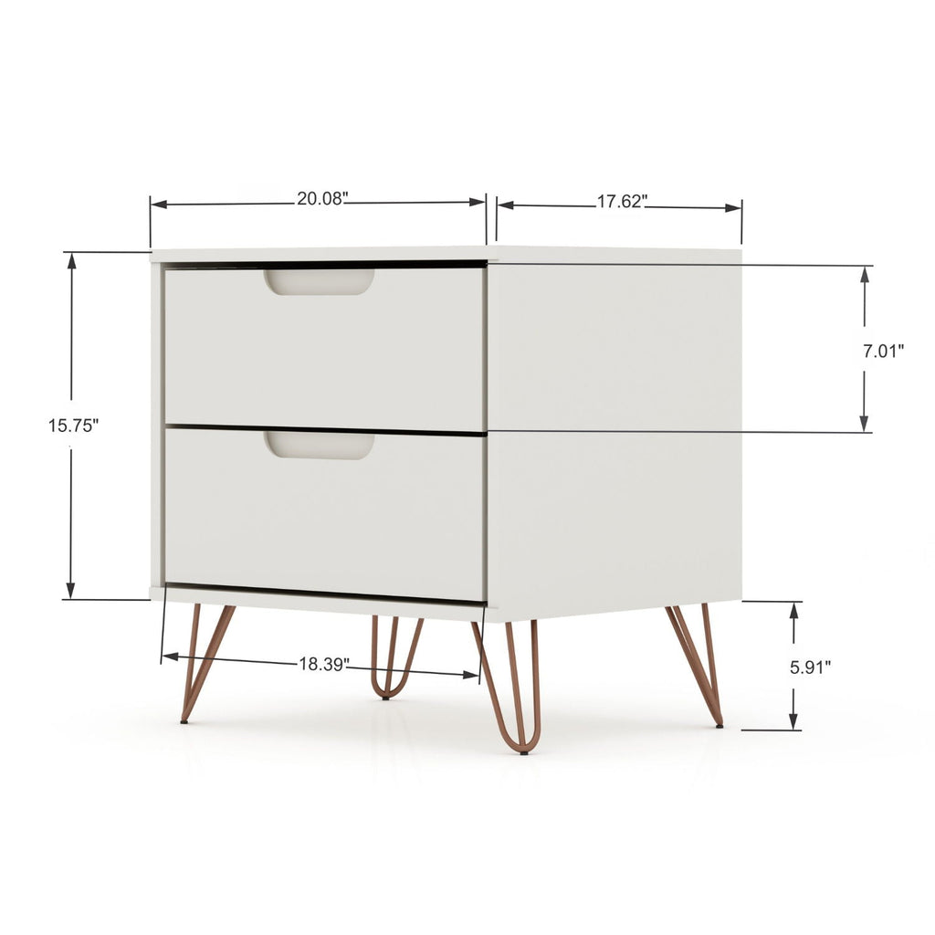 2 Drawer Nightstand with Durable Splayed Legs - Multiple Colors