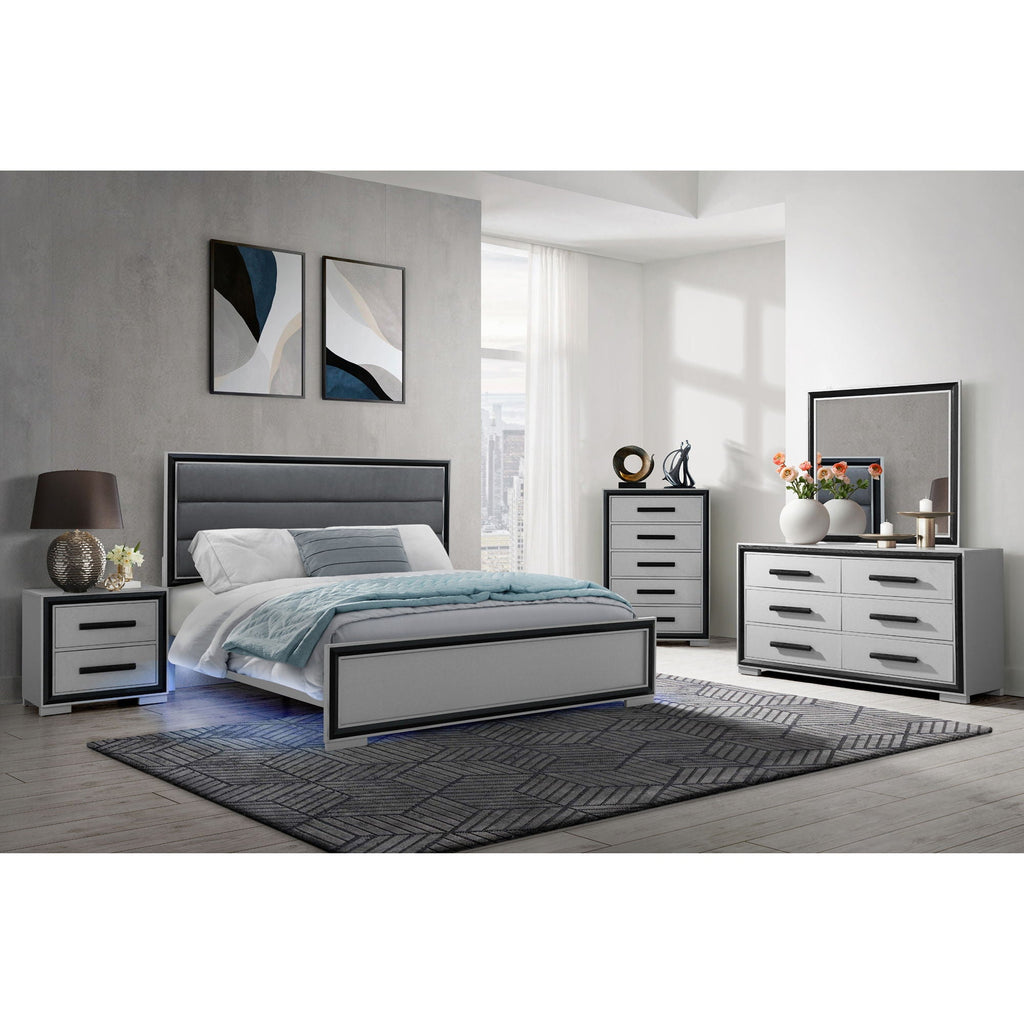 Gray Nightstand with Spacious Storage - Sleek Modern Finish